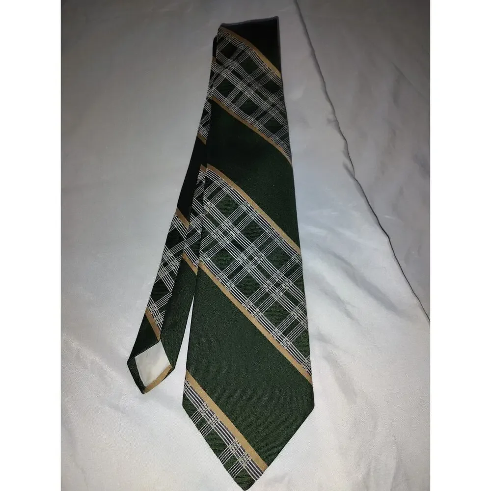 Vintage Polyester Dark Green Stripe Superba Necktie 1960s